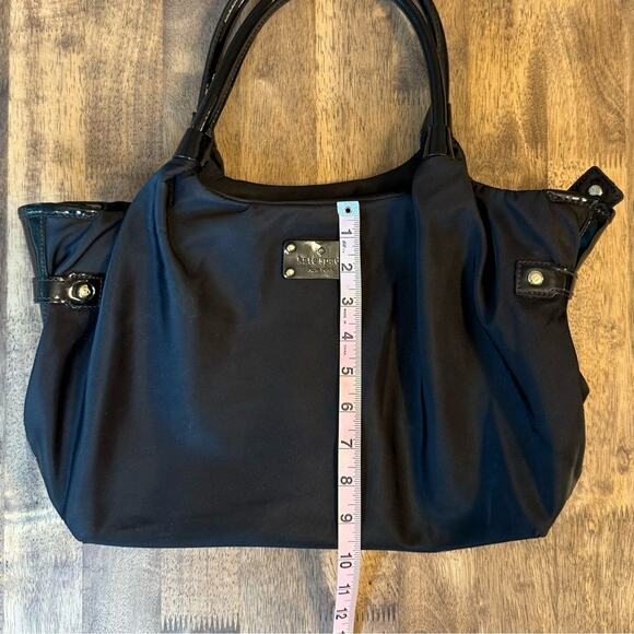 Kate Spade Bridgette Stevie Nylon Zippered Shoulder Bag Handbag Black Polka Dots - Picture 12 of 15